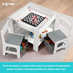Set masuta si 2 scaune pentru copii , alb mdf, u-grow,  Mobilier camera copii | electropc.ro