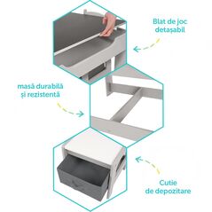 Set masuta si 2 scaune pentru copii , alb mdf, u-grow,  Mobilier camera copii | electropc.ro