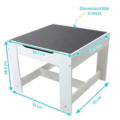 Set masuta si 2 scaune pentru copii , alb mdf, u-grow,  Mobilier camera copii | electropc.ro