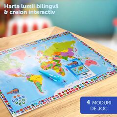 Harta lumii bilingva, ro/en cu creion interactiv, momki,  Jocuri educative | electropc.ro