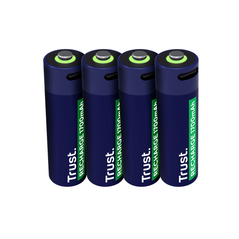 Baterii reincarcabile aa trust, incarcate prin usb-c, putere intrare 1.2w, pachet de 4 bucati.,  Incarcatoare baterii | electropc.ro