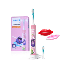Periuta de dinti electrica pentru copii philips sonicare for kids hx6352/42, 62.000 miscari/min, 2 programe, 2 capete roz, l x a x i  (mm) 64x111x220,  Periute electrice de dinti | electropc.ro