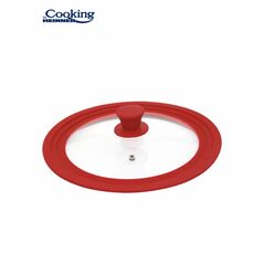 Set 3 capace sticla cu margine din silicon ajustabila 16/18/20 cm; 22/24/26 cm; 28/30/32 cm; rosu,  Oale si cratite | electropc.ro