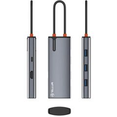 Hub usbc 3.0 tellur, porturi 1 x hdmi, 3 x usb 3.0, 1 x usb-c, dimensiuni 42 x 112.5 x 16.5 mm, gri,  Hub-uri USB | electropc.ro
