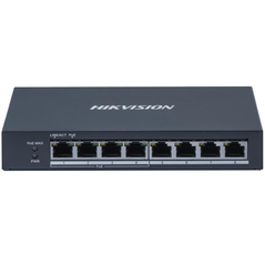 Switch poe hikvision ds-3e0508p-o: 4 × gigabit poe port, 4 × gigabit rj45 port, poe: ports 1 to 4 maxim 30w, buget poe 60w, tensiune alimentare 1 48 vdc, 1.35 a, dimensiuni: 170.0 mm × 27.6 mm × 93.1 mm, greutate: 0.365kg, montare in rack.,  Switch-uri | electropc.ro