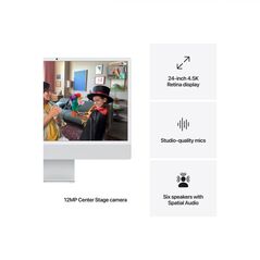 Apple imac 24" retina 4.5k/ apple m4 (cpu 10-core, gpu 10-core, neural engine 16-core)/24gb/512gb - silver - int kb (2024),  All in one PC | electropc.ro