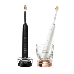Set de doua periute sonice philips sonicare hx9914/69 diamond clean 9000 hx9914/69, 4 moduri de periere, 3 intensitati, 1 suport, 1 pahar, alb/negru/auriu,  Periute electrice de dinti | electropc.ro