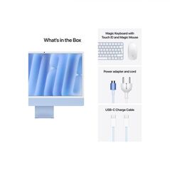 Apple imac 24" retina 4.5k/ apple m4 (cpu 10-core, gpu 10-core, neural engine 16-core)/24gb/512gb - blue - int kb (2024),  All in one PC | electropc.ro