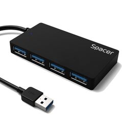 Hub extern spacer, porturi usb: usb 3.0 x 4, conectare prin usb 3.0, lungime cablu 15cm, negru,  Hub-uri USB | electropc.ro