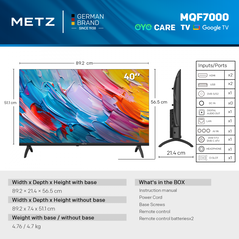 Televizor metz qled 40mqf7000z, 101 cm, smart google tv, fhd, clasa e (model 2025),  Televizoare | electropc.ro