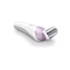 Aparat de ras fara fir umed si uscat philips lady shaver seria 6000 brl136/00, wet&dry, 40 min utilizare, manusa exfoliere, alb/mov,  l x a x i (mm) 60x120x185,  Aparate de tuns | electropc.ro