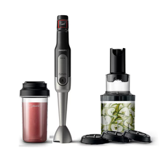 Mixer vertical philips viva colelction hr2656/90, 800 w, viteza variabila, promix, spiralizator, recipient on-the-go, negru/inox,  Mixere | electropc.ro