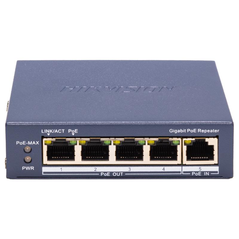Repetor poe hikvision ds-3e0505p-e/r: 5 × 10/100 mbps poe poe rj45 port, 4 porturi poe maxim 30w, buget poe 60w, dimensiuni: 105.00 mm × 27.6 mm × 83.1 mm, greutate: 0.25kg, montare pe birou sau pe perete.,  Switch-uri | electropc.ro