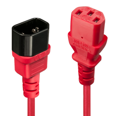 Cablu lindy c14 to c13, lungime 0.5m, material cablu h05-vvf 3g 0.75mm, 3 fire, connector a: iec c14, connector b: iec c13, rosu,  Cabluri video | electropc.ro