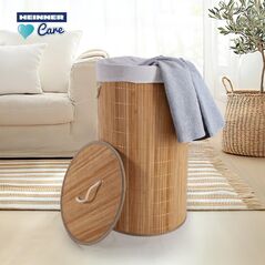 Cos de rufe rotund din bambus, 35x60 cm, 55 l,  Cosuri de rufe | electropc.ro