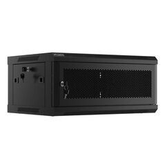 Dulap rack de perete 19", 4u, 600x450 mm, usa perforata, negru,,  Cabinete metalice | electropc.ro
