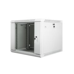 Dulap rack de perete 19", 9u, 600x600 mm, usa din sticla, gri, v2,  Cabinete metalice | electropc.ro