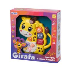 Jucarie girafa cu lumini si sunete, galbena, momki,  Jucarii interactive bebelusi | electropc.ro