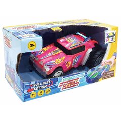 Masinuta cu lumini, sunete si sistem pullback racer, scara 1/24, roz,  Masinute | electropc.ro