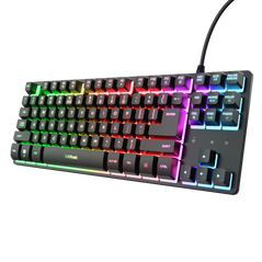 Tastatura trust cu fir gxt833w thado tkl, numar butoane 87, interfata usb 2.0, conector usb-a male, compatibila cu ps4, xbox one, nintendo switch, ps5, negru,  Tastaturi | electropc.ro
