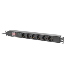 Unitate distributie alimentare pdu 19", 1u, 16a, 6 prize , negru,  Prelungitoare | electropc.ro