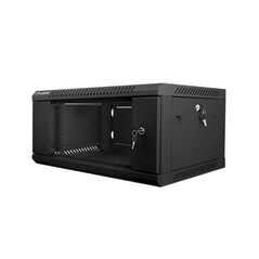Dulap rack de perete 19", 4u, 600x450 mm, usa din sticla, negru, v2,  Cabinete metalice | electropc.ro
