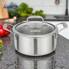 Semioala inox+capac sticla 20x10cm, 2.8l, atomic3, cooking by heinner,  Tavi copt | electropc.ro