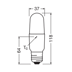 Bec led osram parathom stick, e27, 9.5w (75w), 1055 lm, lumina neutra(4000k), Ø3.6cm,  Becuri si Tuburi LED | electropc.ro