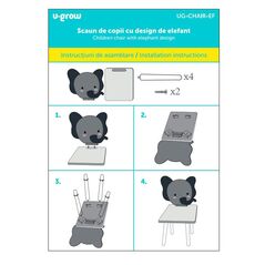 Scaun copii, mdf,design elefant, u-grow,  Mobilier camera copii | electropc.ro