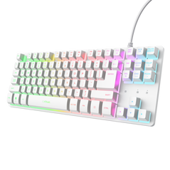 Tastatura trust cu fir gxt833w thado tkl, numar butoane 87, interfata usb 2.0, conector usb-a male, compatibila cu ps4, xbox one, nintendo switch, ps5, alb,  Tastaturi | electropc.ro