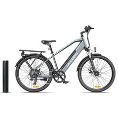 Bicicleta electrica ulzomo metro 26 e-bike, 250w, 36v 17ah, autonomie 100km, viteza maxima 25km/h, grey, 26'',  Biciclete | electropc.ro