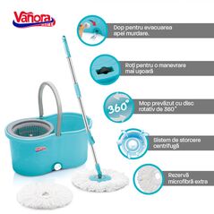 Set curatenie cu mop rotativ, clean360, albastru,  Maturi & Mopuri & Galeti | electropc.ro