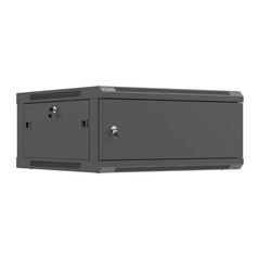 Dulap rack de perete lanberg 19", 4u, 600x450 mm, pentru asamblare, usa metalica, ral9004, ip20, usa metalica, negru,  Cabinete metalice | electropc.ro