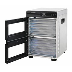 Food dehydrator heinner dualdry pro hfd-kddb1200bkss, 1000-1200w, led display, dual storage with airflow system (fan inside each compartment), 12 stainless steel trays, 2 fruit roll trays, 2 mesh sheets, temperature: 35-80 ℃, timer: 30 min - 48h, see-thro,  Deshidratoare | electropc.ro
