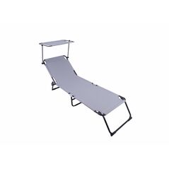 Heinner sezlong cu parasolar 186x55x24cm gri,  Sezlonguri | electropc.ro