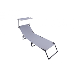 Heinner sezlong cu parasolar 186x55x24cm gri,  Sezlonguri | electropc.ro