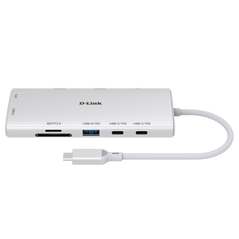Hub usb-c d-link dup-a01 10-in-1, 2x hdmi 4k@60hz, usb 3.1/3.0, alimentare 100w, gigabit ethernet, alb,  Docking stations | electropc.ro