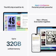 Macbook air 15.3" retina/apple m5 (cpu 10-core, gpu 10-core, neuralengine16-core)/24gb/1tb - sky blue - int kb (no adapter) - 2026,  Laptopuri | electropc.ro