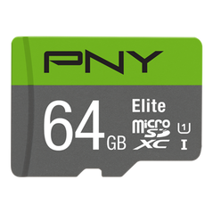 Pny elite. capacity: 64 gb, flash card type: microsdxc, flash memory class: class 10, internal memory type: uhs-i, read speed: 100 mb/s, uhs speed class: class 1 (u1). product colour: green, grey,  Carduri memorie | electropc.ro