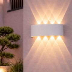 Aplica led vivalux aruba, 8w, 600 lm, lumina alba(3000k-4000k-6400k), 24°, ip65, 220x80x45mm, 40000h, aluminiu, -25÷+40°c, alb/gri,  Aplice de exterior | electropc.ro