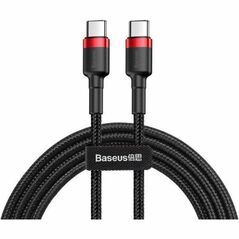 Cablu alimentare si date baseus cafule, fast charging data cable pt. smartphone, usb type-c la usb type-c 3a / 60w, 1m, rosu + negru,  Cabluri periferice | electropc.ro