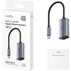 Cudy aluminum portable usb-c to gigabit ethernet adapter, compatible with laptop, macbook, surface, pc with windows, xp, mac/linux and more,  Cabluri periferice | electropc.ro