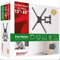 Suport perete lcd/plasma plat/curbat barkan, 13-65",3 miscari: extension, swivel,tilt, vesa max. 400x400mm, max. 36kg, negru,  Suporturi TV & Monitor | electropc.ro