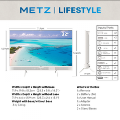 Televizor metz qled 32mqe7100z, 80 cm, smart google tv, hd, clasa e,  Televizoare | electropc.ro