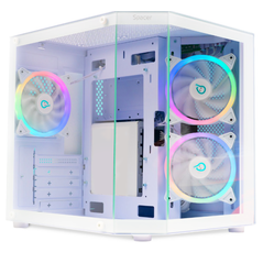 Carcasa spacer aquarium, matx, fara sursa, sticla securizata, usb 3.0 x 1, usb type-c x 1, hd-audio, jack 3.5mm x 1, white,  Carcase | electropc.ro