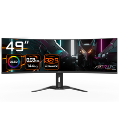 Gigabyte monitor gaming 49", display 1,196.7 x 339.2 mm, backlight edge, anti-glare, rezolutie:  5120 x 1440(dqhd, luminozitate: 250 cd/m2(typ), contrast: 1500000:1, unghi vizualizare: 178°(h)/178°(v), timp raspuns: 0.03ms gtg, rata refresh: 144hz, interf,  Monitoare LED | electropc.ro