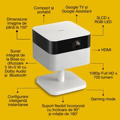 Projector epson ef-71 diamond white, tehnologie 3lcd, lcd 0.62", luminozitate: 700 lumeni, rezolutie: 1080p, aspect ratio: 16:9, contrast: 5,000,000 : 1, sursa lumina: led, durata de viata: 20.000 ore, refresh rate: 192 hz - 240 hz, suport hdr, dimenziune,  Videoproiectoare | electropc.ro