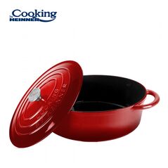 Semioala fonta emailata ovala+capac 33.5x26x12 cm, 6l, red line, cooking by heinner,  Tavi copt | electropc.ro