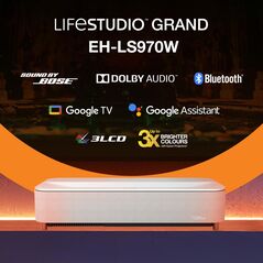 Epson proiector lifestudio grand plus eh-ls970w - diamond white, tehnologie 3lcd, lcd 0.62", 4000 lumeni, rezolutie: 4k, aspect: 16:9, contrast: 5.000.000 : 1, sursa lumina: laser, durata viata: 20.000 ore, refresh rate: 384 hz - 480 hz, suport hdr, dimen,  Videoproiectoare | electropc.ro
