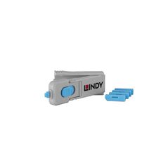 Port blocker lindy 4 x display port, material abs, albastru,  Cabluri periferice | electropc.ro